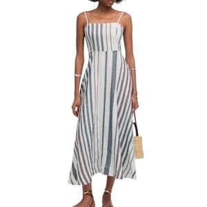 NWT Madewell Striped Circle Maxi Dress 100% Linen Size 00